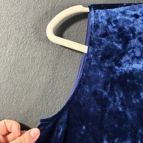 mod cloth women mini dress small blue crushed velvet fairy grunge whimsigoth - Picture 3 of 6